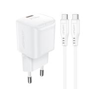 Chargeur mural Mini PD 30 W GaN + câble USB-C blanc