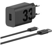 Chargeur mural Motorola TurboPower 33W USB-C, câble C-C de 1m, noir (PG38C06448)