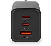 NEDIS Netzladegerät 65 W GaN Schnellladefunktion 3.0 3 A A - Anzahl der Ausgänge: 3, USB-A, 2X USB-C™, Automatische