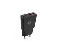Chargeur mural NEDIS WCHA20BK 20 W GaN PD3.0 2 sorties (USB-A + USB-C) Noir