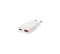 Chargeur mural NEDIS WCHA20WT 20W GaN PD3.0 1xUSB-C+1xUSB-A Blanc