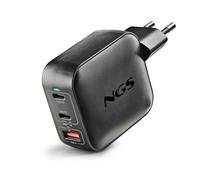 Chargeur Mural NGS Bud 100W Tiny-Ultra-Fast GaN, 100W avec 3 Ports : 2 USB-C+1 USB-A, pour Mobile, Tablette et Ordinateur Portable