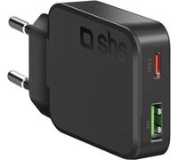 Chargeur mural noir SBS Ultra-Slim 45W PD USB-C USB-A (TETRGANUSBTC45SLIM)