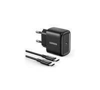 Chargeur mural pour téléphone USB-C 25 W PD + câble USB-C de 2 m, noir