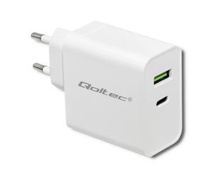 Chargeur mural Qoltec 45 W | 5-20 V | 2,4-3 A | USB Type-C PD | USB | Blanc
