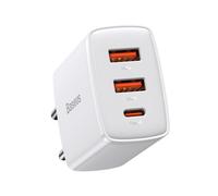 Chargeur Mural Rapide 30W 2xUSB + USB-C Blanc, Baseus