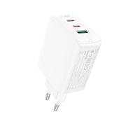 Chargeur mural rapide GaN 2 ports USB-C et USB-A PPS PD QC4+ 65 W Blanc