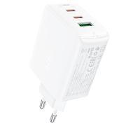 Chargeur mural rapide GaN 2 ports USB-C et USB-A PPS PD QC4+ 65 W Blanc