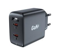 Chargeur mural rapide GaN 35 W PD 2x USB-C noir