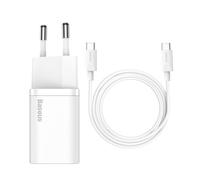 Chargeur mural rapide Si 25 W 3 A avec câble USB-C de 1 m, blanc