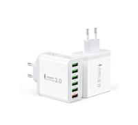 Chargeur Mural Rapide USB 3.0 33W/6A 6 Ports, Adaptateur Prise Secteur Multiple Universel pour iPhone 12/11/XR/XS/X,Samsung Galaxy S21/S20/S10/S9/Note,Xiaomi