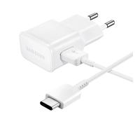 Chargeur mural Samsung USB-A 15 W avec câble USB-A et USB-C - Blanc