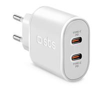 Chargeur mural SBS - Power Delivery 20 W - 2 sorties USB-C - Blanc