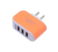 Chargeur Mural Universel Multi-Ports USB 3 Ports Adaptateur Cube Block AC de Chargeur Voyage Couleur Bonbon(OrangeUS Plug)
