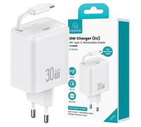 Chargeur Mural - USAMS - 30W - USB-C Rétractable - Charge Rapide - Pour iPhone