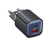 Chargeur mural USAMS GaN 30 W, charge rapide USB-C/USB-A, noir