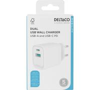 Chargeur mural USB, 1x USB-A 18 W, 1x USB-C PD 20 W, blanc