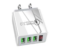 Chargeur Mural USB 3 Ports - Bloc De Charge Rapide À Affichage Numérique 5 V 3,1 A, Écran LED Intelligent | Adaptateur Secteur 3 Ports, Cube De Prise Ignifuge PC | Mobile De Voyage Universel À Plusieu