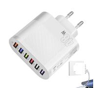 Chargeur Mural USB,48W USB 6 Ports C Adaptateur de Bloc de Chargeur Mural pour Ordinateur Portable | Concentrateur de Station de Charge Super Rapide de Type C 3,5 A pour téléphones intelligents, o