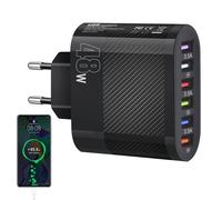 Chargeur Mural USB - 48W USB 6 Ports C Adaptateur de Bloc de Chargeur Mural pour Ordinateur Portable,Concentrateur de Station de Charge Super Rapide de Type C 3,5 A pour téléphones intelligents, o