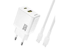 Chargeur mural USB-A/USB-C avec câble USB-C PD QC 35 W - Blanc
