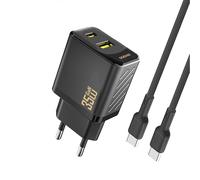 Chargeur mural USB-A/USB-C avec câble USB-C PD QC 35 W - Noir