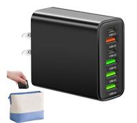 Chargeur Mural USB - Bloc de Charge Rapide, Adaptateur électrique Multifonctionnel, Port Type C PD, Quatre Prises USB | Fourniture de téléphone Mobile Professionnel, Accessoire de Voyage Compact