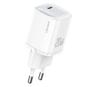 Chargeur mural USB-C 20 W USAMS GaN, charge rapide, blanc
