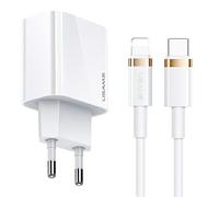 Chargeur mural USB-C 20 W USAMS Power Delivery blanc + câble USB-C vers Lightnin