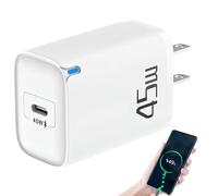 Chargeur Mural USB C 45 W - Charge Ultra Rapide, Prise de Voyage Européenne, Blanc, 3 A, 45 W, USB-C, Compatible avec Appareils Electroniques, 1 Adaptateur, Générique