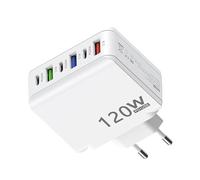 Chargeur mural USB C, adaptateur mural USB C, Moyeu de bloc de chargeur 120 W, Adaptateur de prise murale Multiport, Hub de chargeur mural à charge rapide avec 3 USB C et 3 USB A pour plusieurs appare