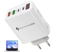 Chargeur mural USB C, chargeur rapide à 4 ports avec écran LED | Type adaptateur de prise de 45 W de C, cube de charge rapide à 4 ports pour les téléphones portables,