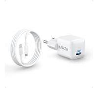 Chargeur Nano Usb-C 20 W, Rapide, Durable Et Compact Piq 3.0, Pour Iphone 14/13, Galaxy, Pixel 4/3, Ipad/Ipad Mini(+ 1 Câble C Vers C De 180 Cm)