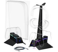 Oniverse Chargeur Manette PS5 - Station de Charge Rapide 2H, Support Manette et Accessoire PS5, Double Chargeur Compatible avec DualSense, Support Amovible Recharge Casque Inclus - Station X3 (Noir)