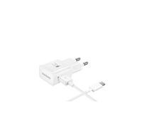 Chargeur original samsung ep-ta200ewe + câble ep-dr140awe (5v-2a, 9v-1. 67a) - pour galaxy s10, s10+, s10e, s9, s9+ (chargeur + câble type c, blanc)