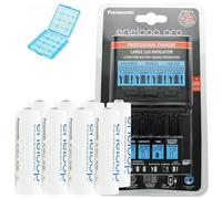 Chargeur Panasonic eneloop BQ-CC65 avec écran LCD, 8 piles eneloop standard AA Mignon et AccuCell Box Bleu