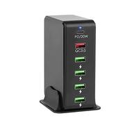Chargeur PD 20W Multi USB QC3.0 Station de Charge Rapide USB 6 Ports for téléphone Universel Bureau Maison(Zwart)