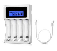 Chargeur Piles Rechargeable 4 Slots LCD Charge Rapide de pour Ni-MH/Ni-CD AA AAA Rechargeable Pile avec Port USB CHARGEUR DE PILES