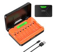 Chargeur Piles Rechargeable avec 8 Slots, Chargeur Universel de Piles NI - MH AA et AAA 1.2V pour Les Piles Rechargeables avec Port USB