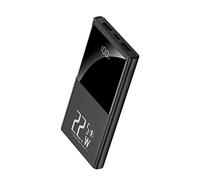 Chargeur portable 10 000 mAh Powerbank 22,5 W Batterie de charge rapide avec entrée et sortie USB-C et grand écran LED Chargeur de téléphone portable fin pour iPhone Google Android (noir)