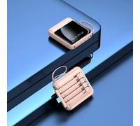 Chargeur portable 20 000 mAh avec affichage LED, charge rapide, rose/blanc, autorisé en avion, câble détachable 4 en 1, compatible avec iPhone