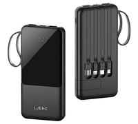 Chargeur portable avec câbles intégrés, 10 000 mAh, batterie externe fine USB C, 5 sorties et 3 entrées écran LED, chargeur de téléphone de voyage pour iPhone, Samsung, Pixel, LG, moto, iPad, noir