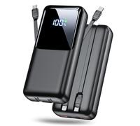 Chargeur portable - Batterie externe à charge rapide 40 000 mAh avec câble de sortie USB-C (22,5 W) et iOS (20 W) intégré, noir foncé