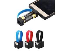 Chargeur Portable d'urgence pour téléphone Alimenté par 2pcs AA Batteries avec Micro USB/USB-C/for Apple Adaptateur pour Phone Universel (Noir, Micro USB+ for Apple Adapter)