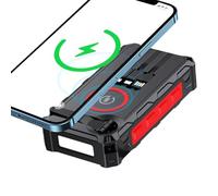 Chargeur portable générique rechargeable sans fil - Batterie externe solaire, batterie de manivelle avec lampe LED - Alarme SOS intégrée et balai pour cyclistes qui pêchent en randonnée