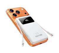 Chargeur portable magnétique, 10 000 mAh, câbles intégrés et écran LED, batterie externe de 22,5 W, charge rapide, sans fil, pour iPhone séries 17/16/15/14/13/12/iPad, blanc