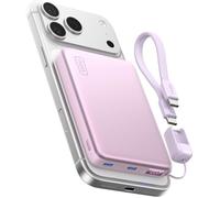 Chargeur Portable Magnétique 25W pour iPhone - 10000mAh, PD 45W, Qi2.2, Ultra-Mince rose