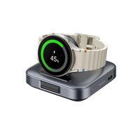Chargeur Portable pour Samsung Galaxy Watch 8/8 Classic/7/Ultra/FE/6/6 Classic/5/5 Pro/4/4 Classic/3/Active 2/Active, 1800mAh Stations de Charge pour Voyage, SwanScout 303S (Gris Tech)