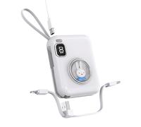 Chargeur portable Power Bank 10 000 mAh - 22,5 W - Charge rapide - Avec câbles intégrés - Chargeur de téléphone portable USB-C pour iPhone Samsung Pixel Android iPad (blanc)