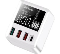 Chargeur portable Qc3.0 4 ports Usb multi-ports 40w à charge rapide Design compact Adaptateur de téléphone portable avec écran LED Prise UK